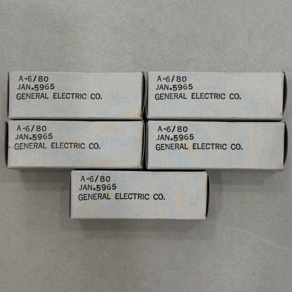 5 GE JAN 5965 Electron Vacuum Tubes Made in USA in 6/1980 NOS original boxes NOS